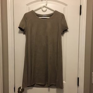 Suede T-shirt with fringe detail